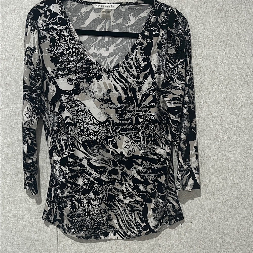Peter Nygard Abstract Swirl Print Blouse